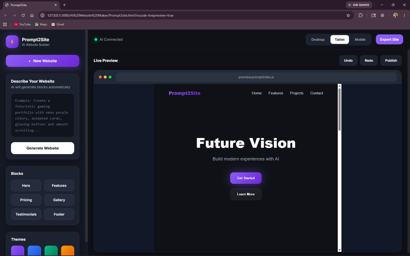 AI website builder preview 2